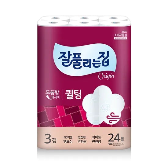 잘풀리는집 퀼팅 3겹 광폭 화장지 24롤 30m