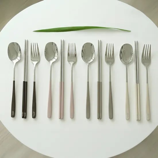 코코에르 심플 다이닝 4인 세트, 내추럴/웜, 12개, 숟가락/젓가락/포크