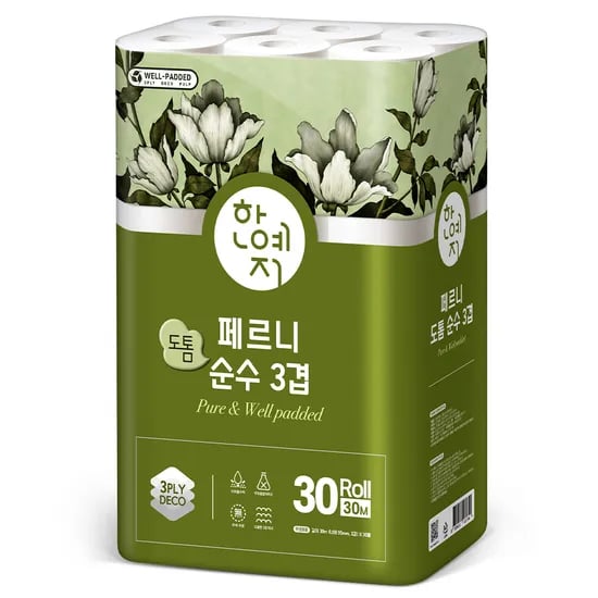 한예지 페르니 도톰 순수 3겹 화장지, 30m, 30롤입, 1개
