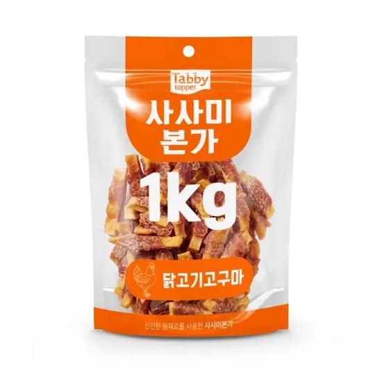 테비 고런치 사사미본가 닭고기고구마, 강아지, 1kg, 1개