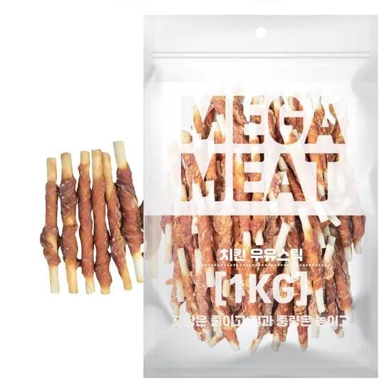 메가미트 강아지 간식, 치킨우유스틱, 1kg, 1개