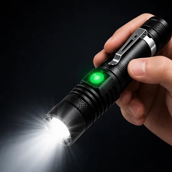 초강력 LED 휴대용 손전등, 검정, 1개