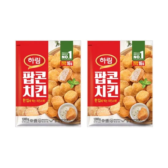 하림 팝콘치킨, 1kg, 2개