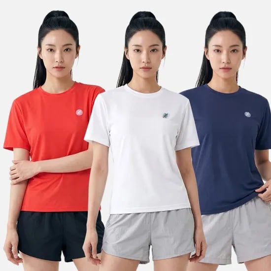 이지바이 투엘라 여성 쁘띠샤인 캐주얼 스포츠웨어 라운드 반팔 티셔츠 W7SS33, 화이트, M, 1개