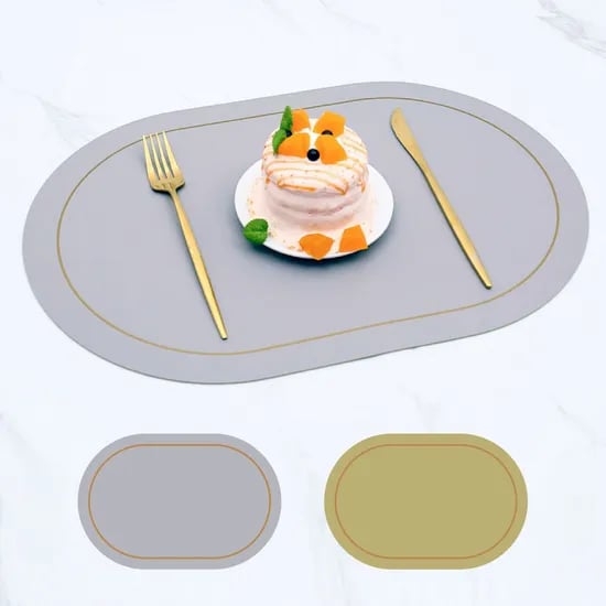 감성 양면 가죽 PVC 방수 테이블매트 그레이골드 30x40cm 2매입 1세트