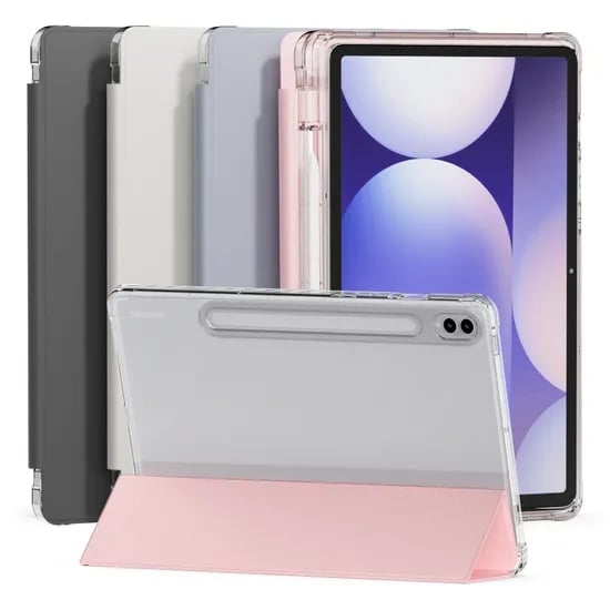 신지모루 펜슬 수납 클리어 에어범퍼 퓨어디펜스 라이트 케이스, 갤럭시탭 S8 Plus/S7 Plus/S7FE, 라벤더퍼플, 1개