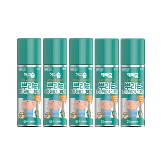 유한양행 해피홈 아웃도어 미스트 뿌리는 모기 진드기 기피제, 65ml, 5개