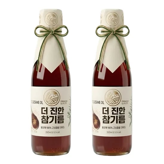 들녘 전통압착 더 진한 통참깨100퍼센트 참기름, 350ml, 2개