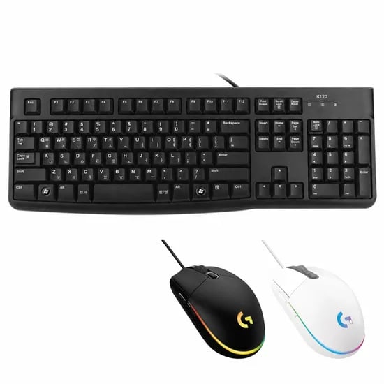 로지텍 K120+G102 유선 키보드 마우스 세트, 블랙, 일반형, 1개