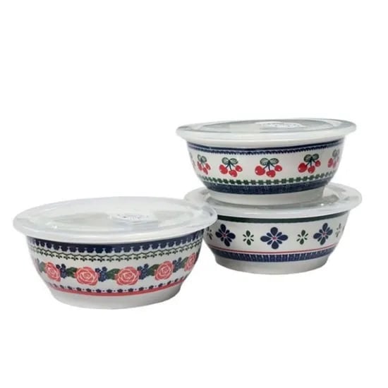 폴라브 도자기 파인 뚜껑 찬통, 3단, 대, 1개