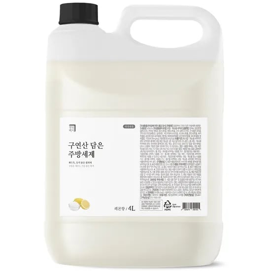 살림백서 구연산 주방세제 리필 레몬향 4L, 1개