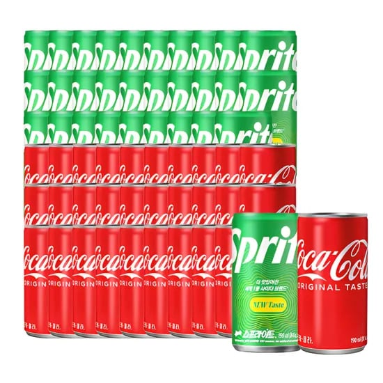 코카콜라+스프라이트, 190ml, 30캔 + 30캔, 총 60캔