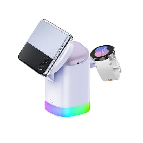 머레이 레인보우 LED 큐브 3in1 무선충전기 CUBE-10, 삼성전용, 퍼플, 1개