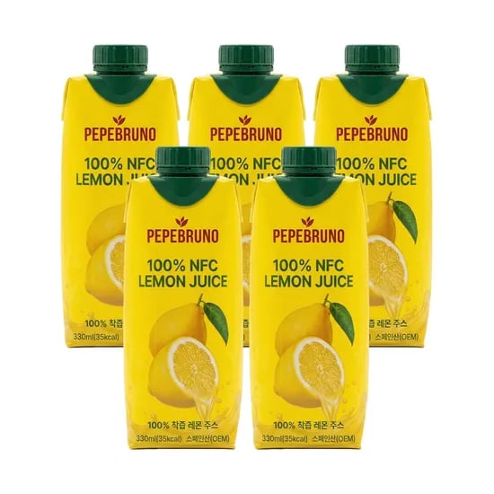 페페브루노 NFC 착즙 레몬즙, 330ml, 5개