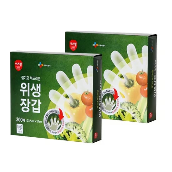 CJ 이츠웰 위생장갑, 200매, 2개