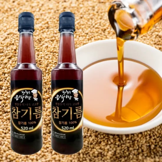 전철우 참기름, 대용량, 저온압착, 520ml, 2개