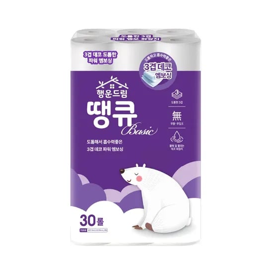 행운드림 땡큐 베이직 화장지, 3겹, 30롤, 14m, 1팩