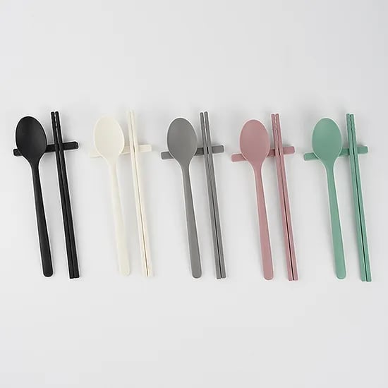 실리콘 수저 받침 세트, 핑크, 숟가락+젓가락+받침, 1개