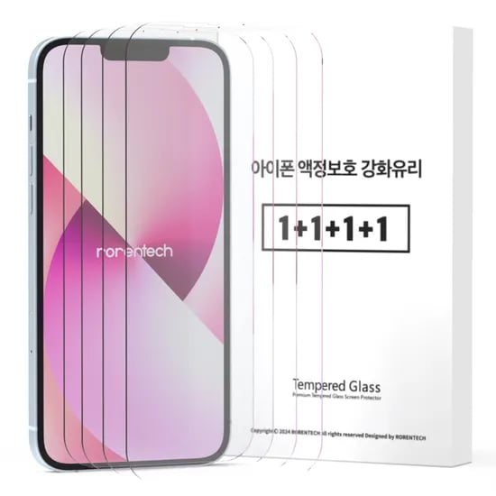 로랜텍 로글 강화유리 액정보호필름, 아이폰 14 Pro Max 호환, 4개입, 투명, 1세트