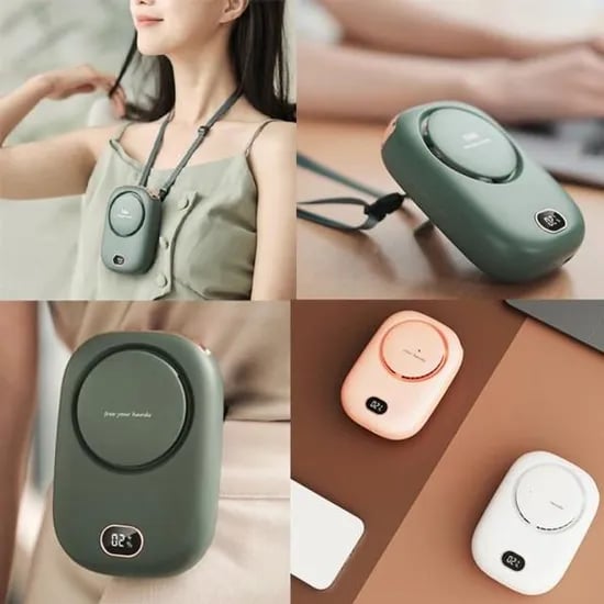 3단 조절 강풍 LED 목걸이 선풍기 휴대용 탁상용 핸디 선풍기, 화이트, 1개