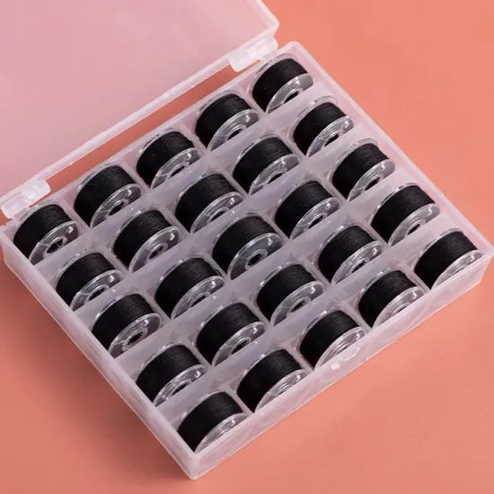 재봉틀 블랙 화이트 밑실 세트, 화이트, 25개입, 1개