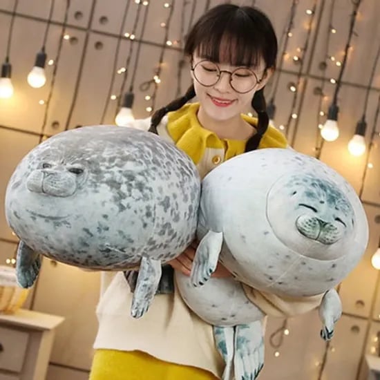 하프 물범 물개 쿠션 인형 대형 2size 모찌 바다표범, 시크한, 회색, 60cm