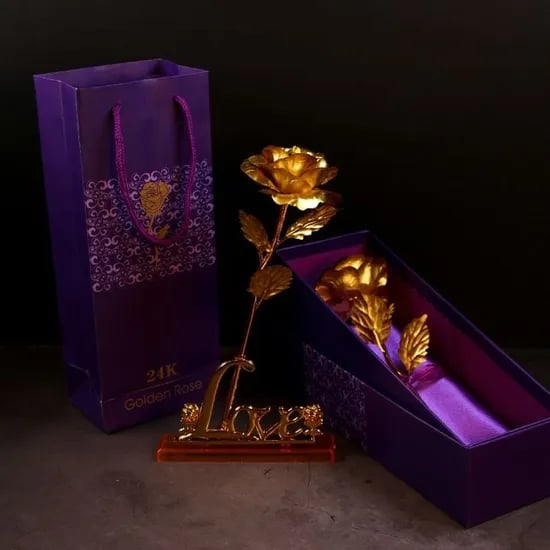 GOLD 금장미 장식 황금 장미 금 꽃 카네이션 어버이날, 장미본품, 1개