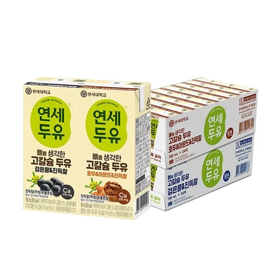 연세 뼈를 생각한 고칼슘 두유 진득찰 검은콩 + 호두아몬드, 180ml, 96개
