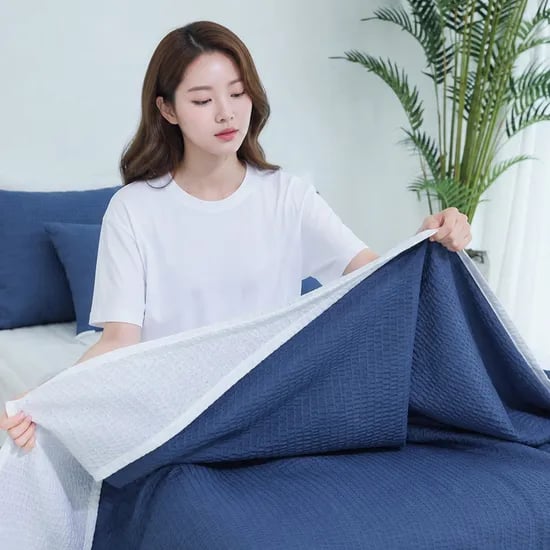 소딜라잇 쿨쿨 시원한 시어서커 양겹 여름이불, 쿨쿨네이비, Q