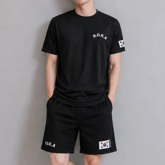 리크 로카 남여공용 에어쿨 반팔 상하의 세트, 블랙+블랙, 110, 1세트