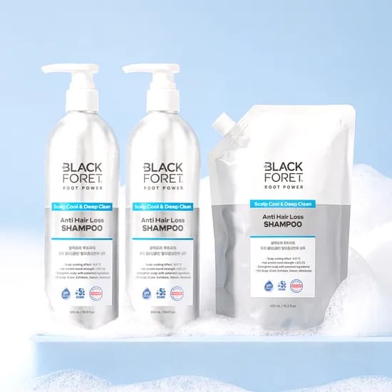 블랙포레 루트파워 두피 쿨 앤딥클린 탈모증상완화 샴푸, 500ml, 2개 + 리필, 450ml, 1개