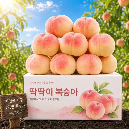 경북 백도 딱딱이 복숭아, 특품, 중과, 4kg, 1박스