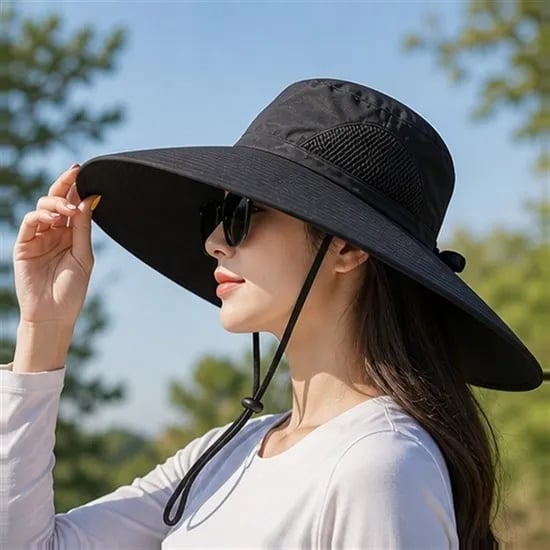 와이드 사파리 모자, 블랙, Free, 1개
