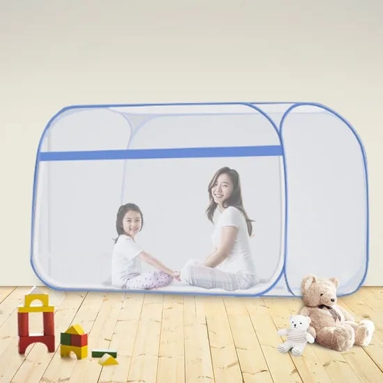 굿나잇 원터치 사각 모기장, 블루, 200x100x120cm, 1-2인용