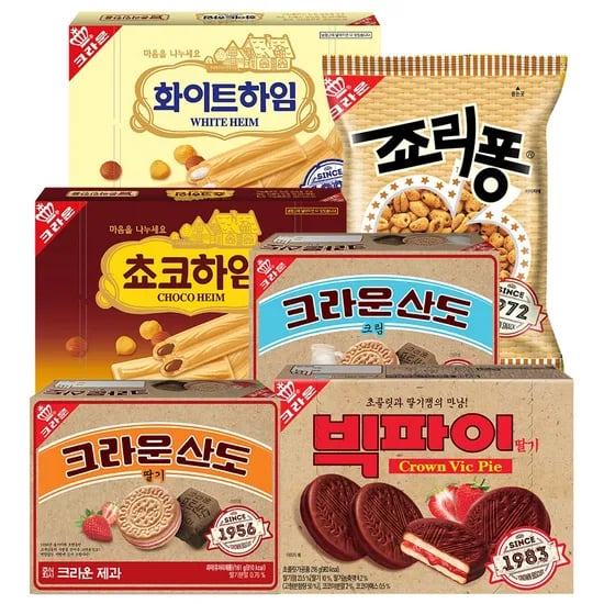 크라운제과 레트로 6종 과자 간식세트, 6개, 1세트