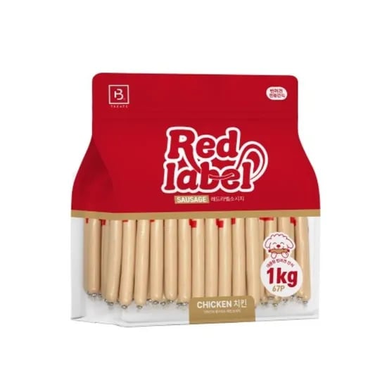 브리더랩 레드라벨 소시지, 강아지, 치킨, 1kg, 1개