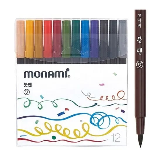 모나미 붓펜 12색 세트, 단일색상, 1개