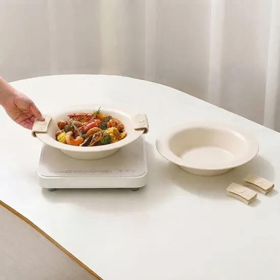 코코에르 IH 쿡 앤 플레이팅 팬, 아이보리, 깊은팬, 1개 + 낮은팬, 1개 + 실리콘 내열손잡이, 4개
