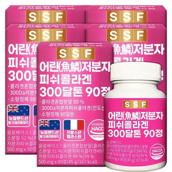 순수식품 300달톤 저분자 피쉬 콜라겐, 90정, 5박스