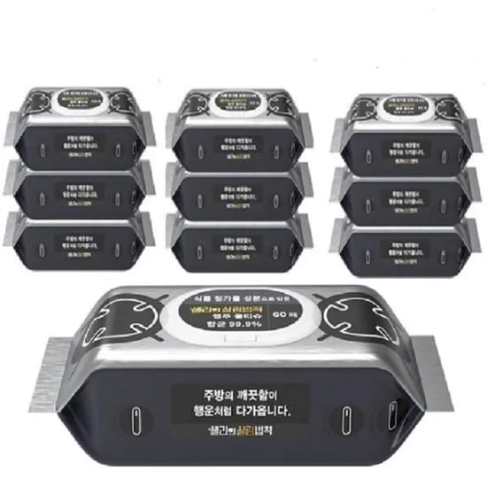 샐리의살림법칙 고평량 항균 캡형 행주물티슈, 75gsm, 60매입, 10팩