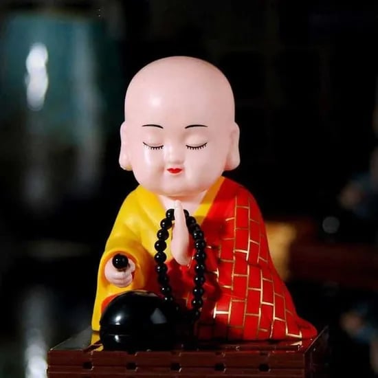 노호혼 목탁치는 스님 인테리어 장식품, 소, 레드, 1개