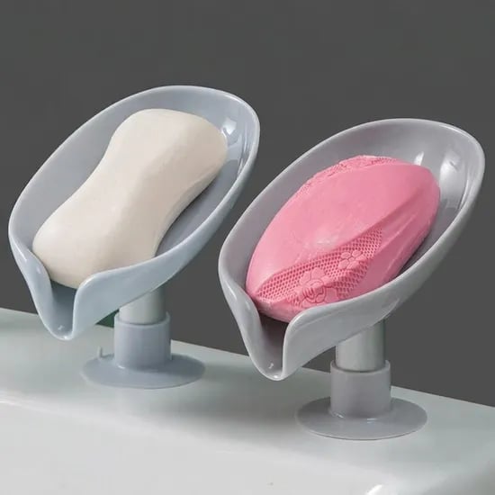 나뭇잎 물빠짐 비누 받침대, 그레이, 2개