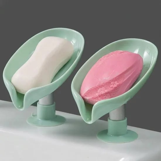 나뭇잎 물빠짐 비누 받침대, 민트, 2개