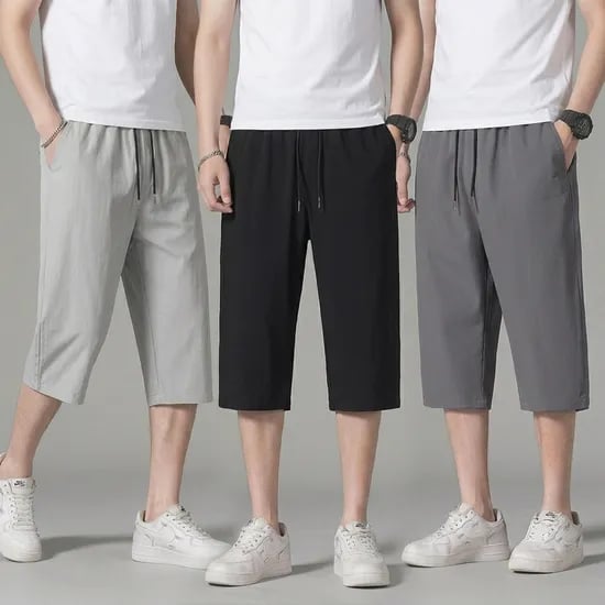 남성 아이스 7부 반바지, 블랙, 3XL (30-32), 2개