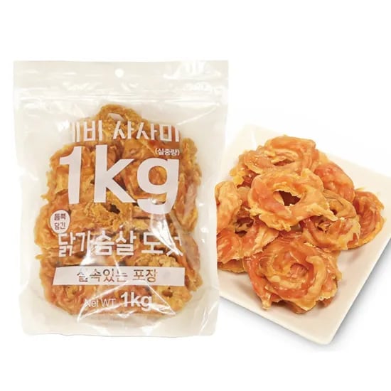 테비 사사미 강아지 간식 닭가슴살 도넛 1kg 1개