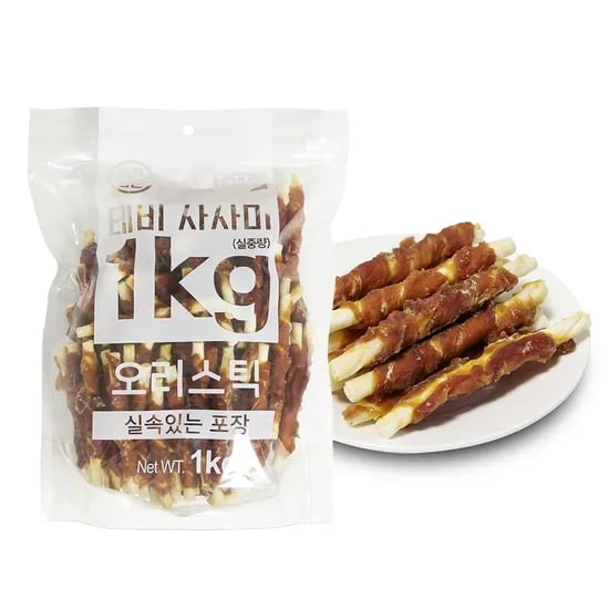 테비 사사미 강아지 간식, 오리스틱, 1kg, 1개