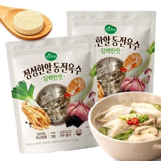 맑은물에 정성한알 동전육수 담백한맛, 4g, 20개입, 2개