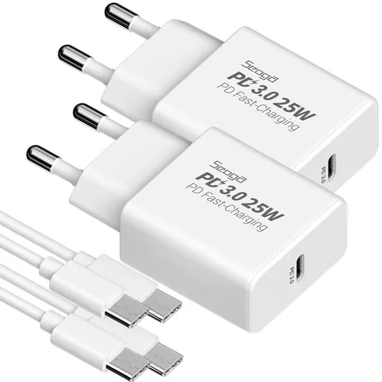 서가 PD 25W PPS 타입C 초고속 충전기 CtoC 케이블 1.5M 세트, 화이트, 2개