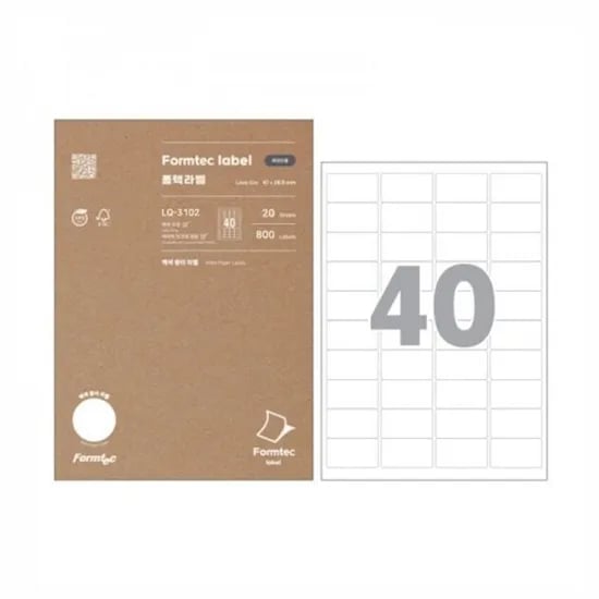폼텍 라벨지 바코드용 라벨 LQ-3102, 40칸, 20매