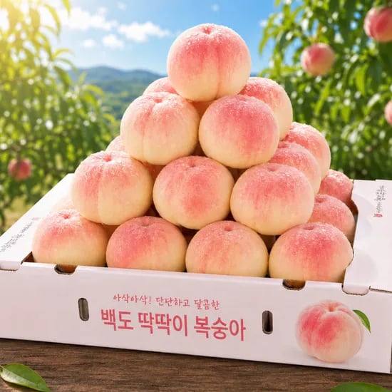 딱딱이 백도 복숭아, 소과, 1kg, 1박스